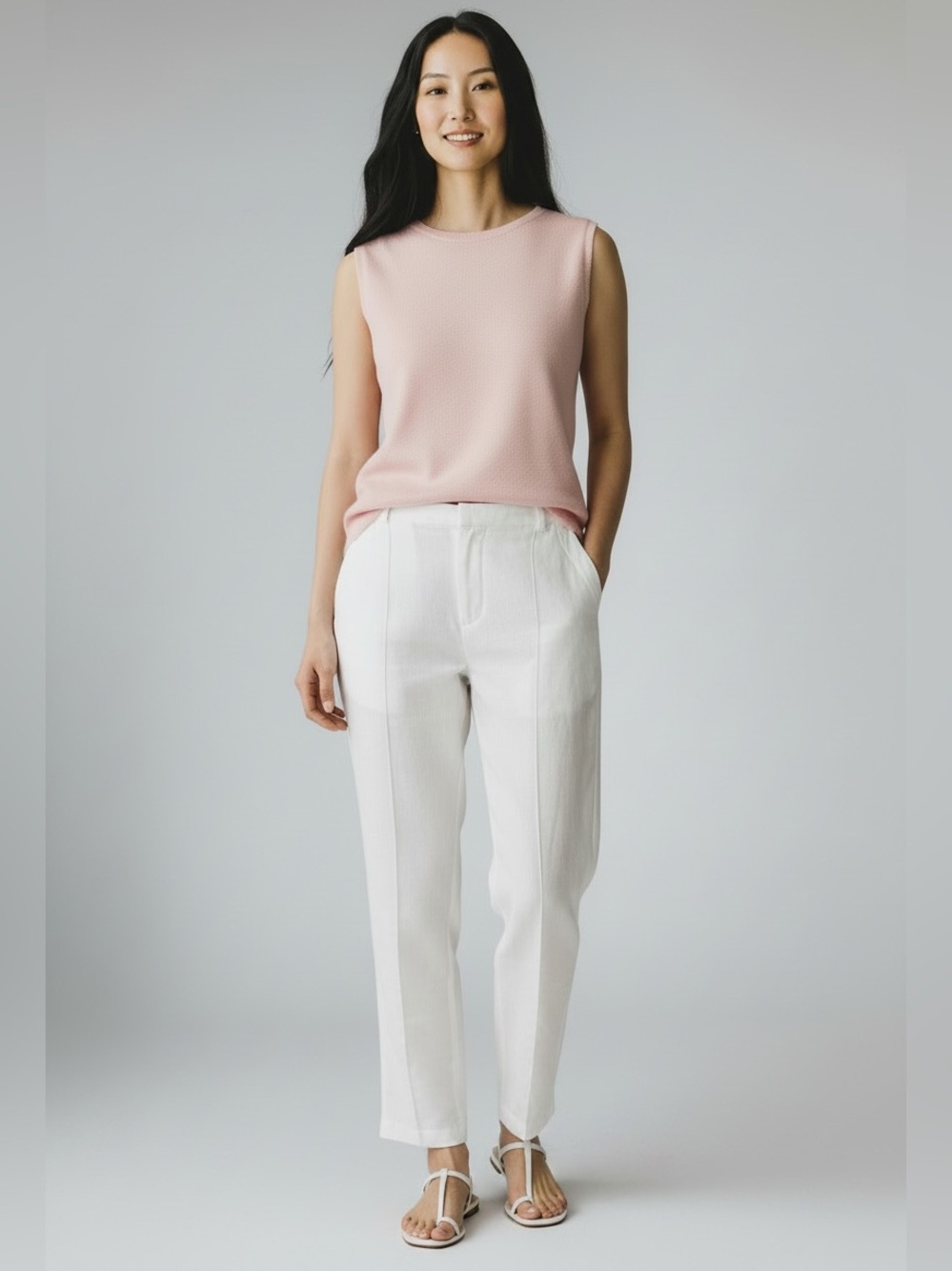 Nicole Miller 100% White Linen Pull-On Pants Women’s L Resort Summer - Picture 14 of 14